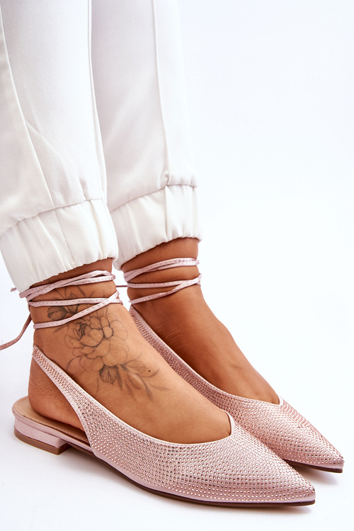 Tied Ballerinas With Rhinestones Beige Mavis