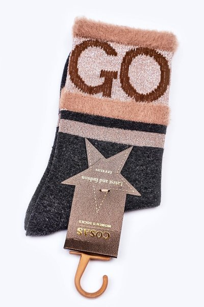 Women's Cotton Socks GO-GO With Fur COSAS Grey