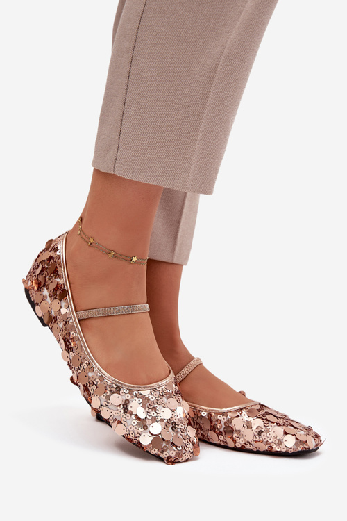 Ballerinas Decorated with Sequins Pink Champagne Terlina