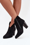 Women's block heel ankle boots made of eco suede black Elvirae