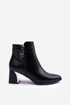 Leather Lined Ankle Boots On Heel Black Amanis
