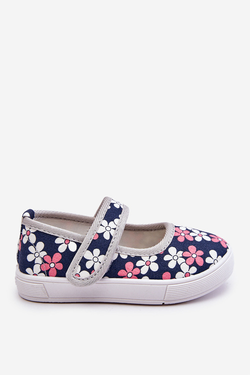 Children's ballerinas in flowers navy blue-Grey Noah