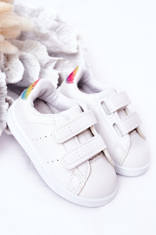 Children's Sneakers With Velcro White-Rainbow Cute Girl