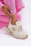 Damskie Sneakersy Skórzane Beżowe GOE RR2N4037 