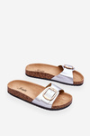 Women's Classic Slippers On Cork Soles Silver Noa