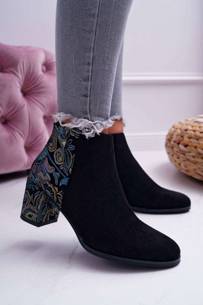 Women's Stiletto Boots Sergio Leone Flower Folk Black Eros2