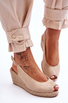 Suede Wedge Sandals Beige Elsie