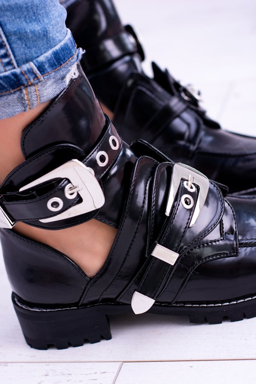 Lu Boo Black Rock Girl Cutout Boots