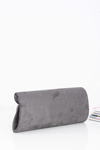 Grey Women's Suede Clutch Bag Chain Handbag