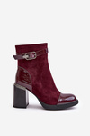 Women's Insulated Heeled Boots With Decorative Buckle MR880-085 Bordeaux D&A