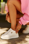 White Women's Low Platform Sneakers Telirra