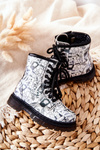 Children's Boots Warm With Zipper Black and White Tiptop
