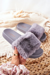 Rubber Moulded Slippers With Eco Fur Grey Emmie