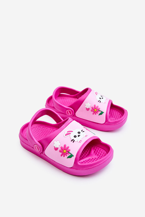Light Children's Slides Sandals With Animal Motif Fuchsia Rico