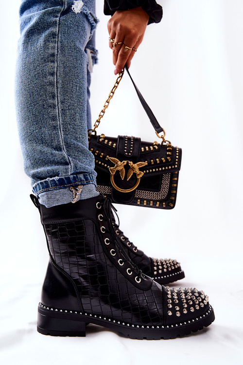 Zipped studded boots Black Sorela