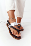 Leather Sandals Flip-flops Big Star HH274712 Black-Silver