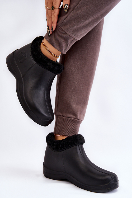 Women's Slip-On Warm Rain Boots Black Izera