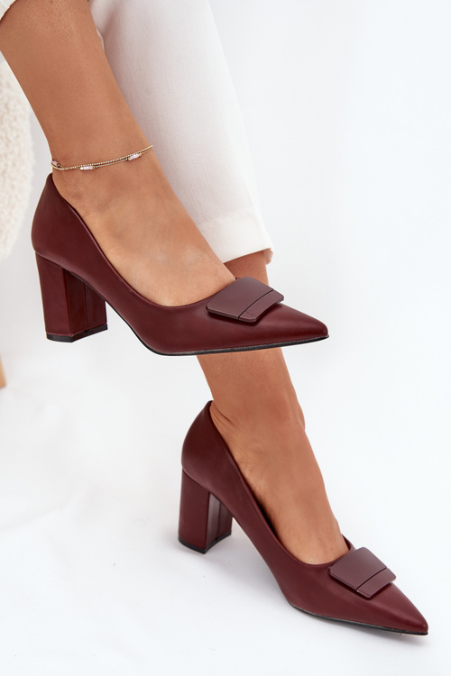 Block Heels With Decoration Burgundy Celira