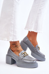 Fashionable Brogues Pumps On Massive Heels Light Blue Imani