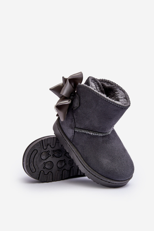 Children's Insulated Snow Boots With bow Grey Snowis