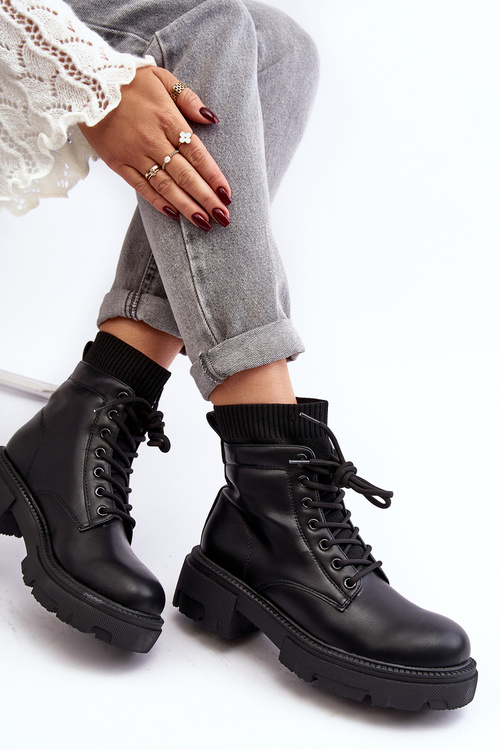 Women's Black Winter Boots with Sock Rivella