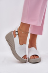 Women's Sandals Made Of Natural Leather On Wedge White Artiker 54C0786