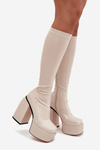 Women's Ankle Boots On A Heel And Platform Light Beige Yavira