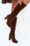 Ladies heated ankle boots with heel chocolate Zamira