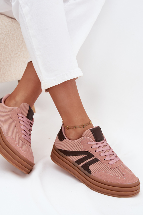 Corduroy Women's Sneakers on Platform Pink Skye