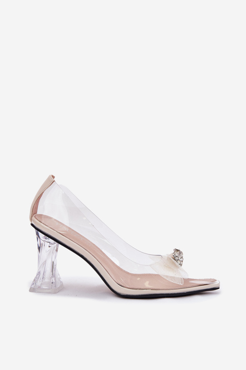 Transparent Heels With Bow Vinceza 62213 Beige