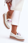 Women's Platform Moccasins with Stones White Elonore