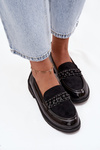 Women's Patent Loafers With Beads S.Barski HY52-541 Black