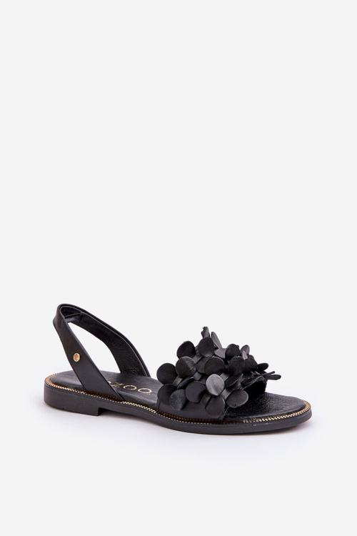 Leather Sandals On Flat Heel Zazoo 40425 Black