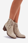 Perforated Ankle Boots With Block Heel Gold Nurissa