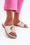 Women's Flat Sandals with Embellishment White Rivashea