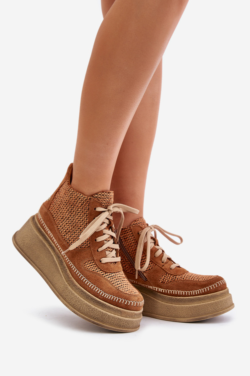 Leather Ankle Boots On Platform And Wedge Maciejka Brown 06759-29