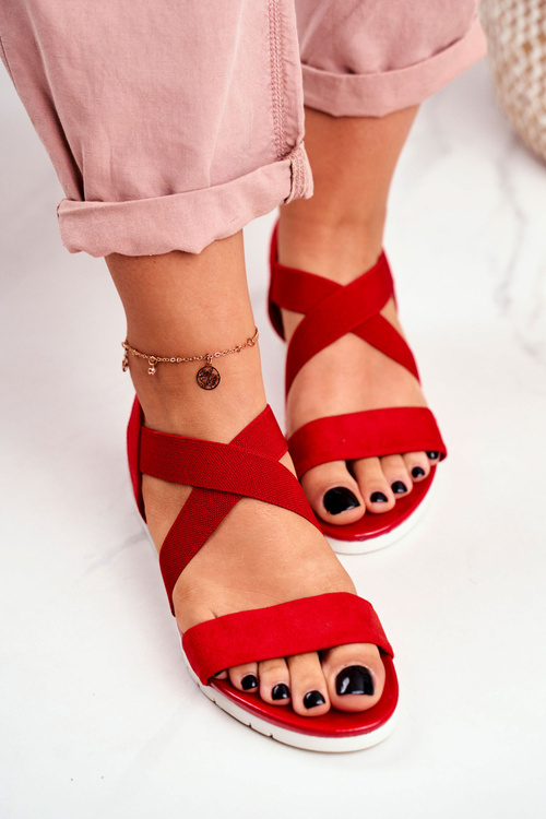 Women's Sandals On Wedge Slip On Red Harper