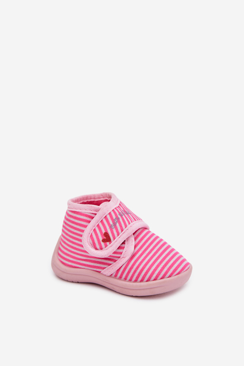Kids slippers with Velcro stripes Pink Lavelle