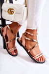 Fashionable Women's Sandals With Rhinestones Pink Camalisa