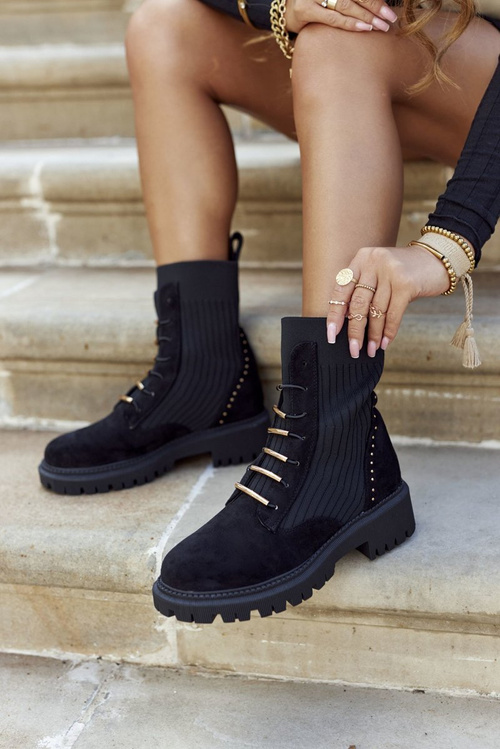 Women's Flat Boots Workers Slip-on Black Maxine