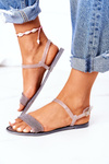Rubber Sandals With Glitter Grey Beach Time