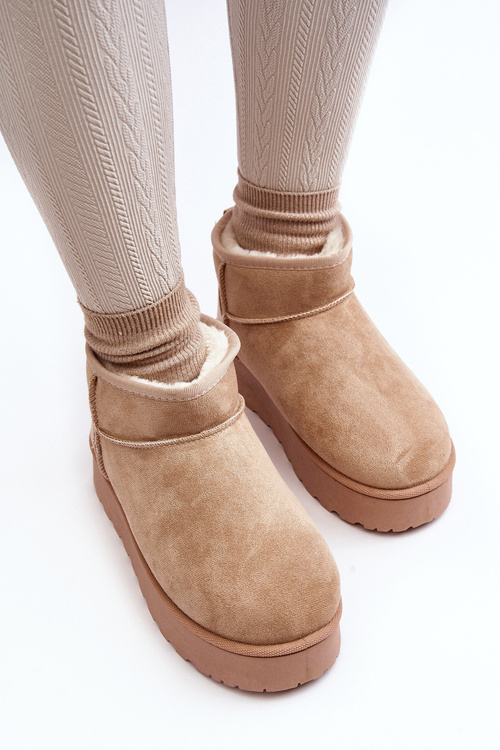 Women's Snow Boots On Platform With Furry Lining Beige Xamella