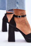 Satin Sandals On Chunky Heels Black Eternity