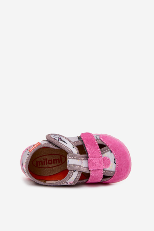 Children's slippers Milami with Velcro in unicorns gray-pink Reathiana