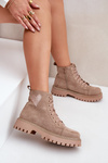 Women's Ankle Boots With Glittering Heart Dark Beige Nariri