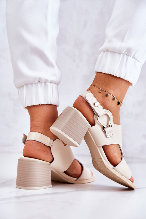 Leather High Heel Sandals La.Fi Beige Leratto