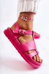 Leather Sandals On Platform fuchsia Tessy