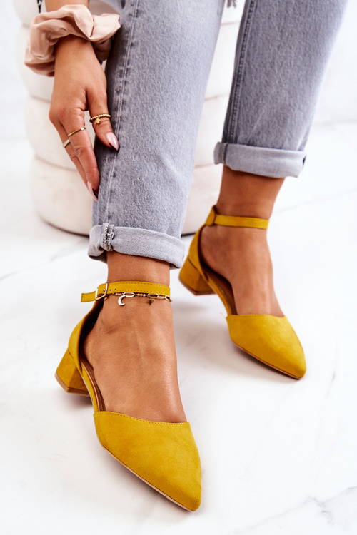 Suede pointed pumps Yellow Calliope