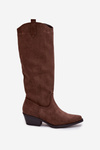 Women's Cowboy Boots With Heel Made Of Eco Suede Brown Esmira