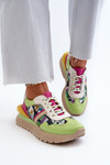 Sneakersy Skóra Naturalna Platforma Damskie Zielono-Różowe Maciejka 06322-09